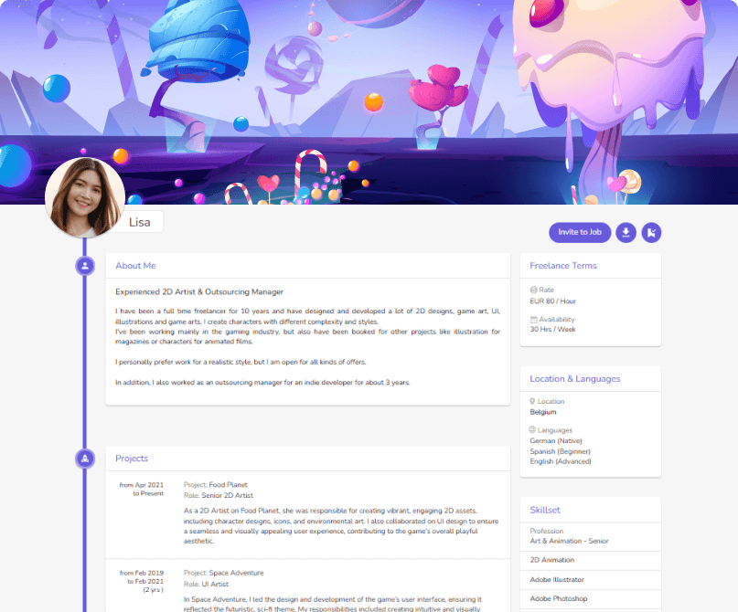 Freelancer profile features